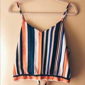 striped cropped blouse